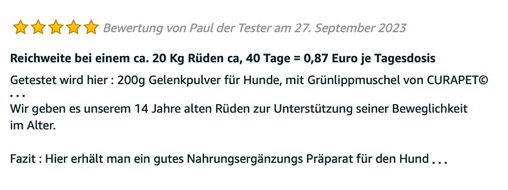 Bewertung Curapet Gelenk Akut 2